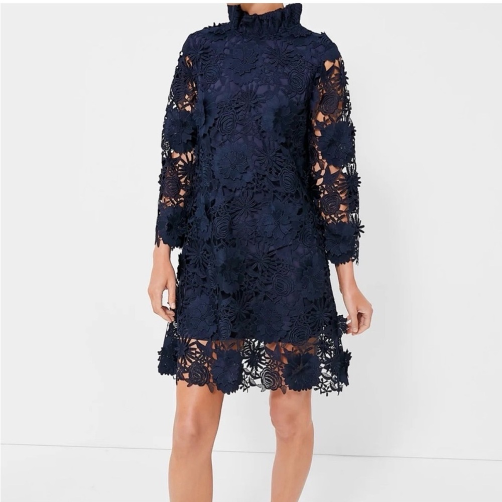 Tuckernuck Navy Floral Lace Mini Dress